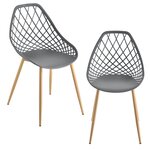Set de 2 chaises de salle à manger siège en plastique 83 cm gris 03_0006038