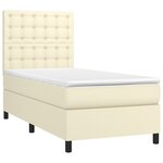 vidaXL Sommier à lattes de lit avec matelas Crème 100x200cm Similicuir