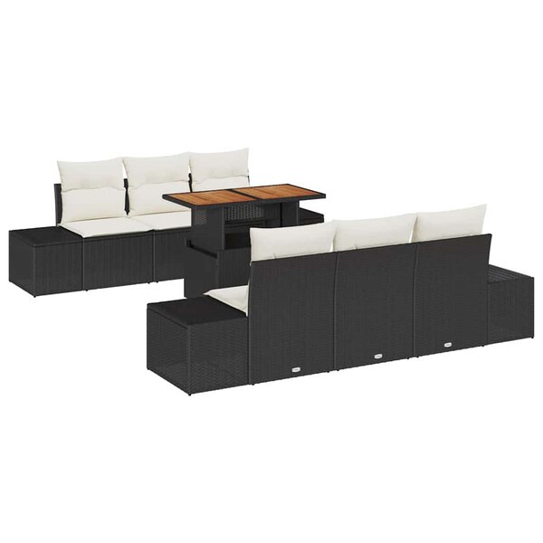 vidaXL Ensemble de salle à manger pour jardin 7 Pièces Noir et Crème