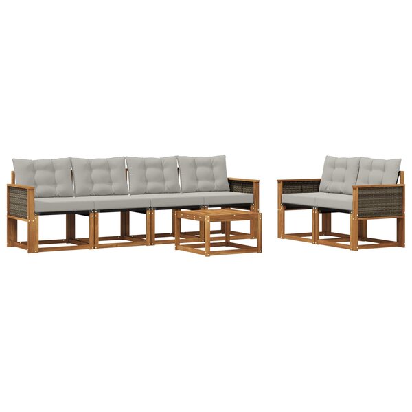 vidaXL Ensemble de canapés d'extérieur 7 pc Naturel et gris clair