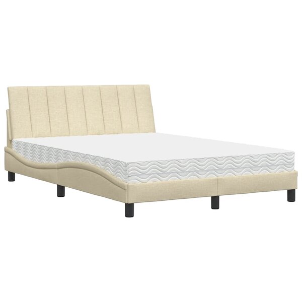 vidaXL Lit avec matelas crème 120x200 cm tissu