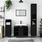 vidaXL Ensemble de meubles salle de bain 3 Pièces noir bois d'ingénierie