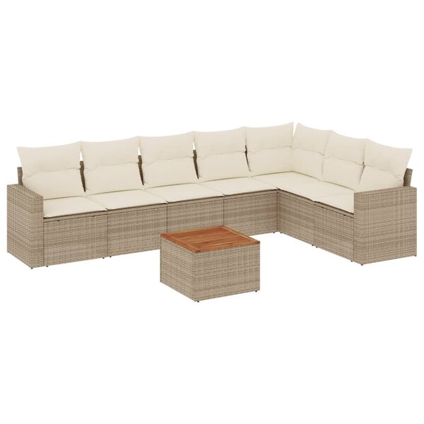vidaXL Salon de jardin avec coussins 8 Pièces beige résine tressée