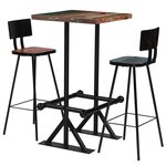 vidaXL Mobilier de bar 3 Pièces Bois de récupération massif Multicolore