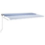 vidaXL Auvent manuel rétractable sur pied 600x300 cm Bleu/Blanc