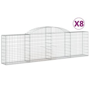 vidaXL Paniers à gabions arqués 8 Pièces 300x30x80/100 cm fer galvanisé