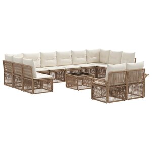 vidaXL Ensemble de canapé de jardin 13 Pièces Beige polyrotin