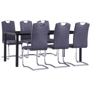 vidaXL Ensemble de salle à manger 7 Pièces Similicuir daim Gris