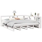 vidaXL Lit bibliothèque sans matelas blanc 200x200 cm bois pin massif