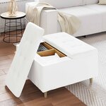vidaXL Pouf de rangement Blanc 80 x 80 x 45 cm Simili cuir