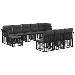 vidaXL Ensemble de canapés d'extérieur Noir et Gris foncé Polyester