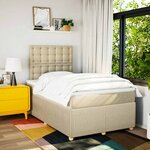 vidaXL Sommier à lattes de lit avec matelas Crème 120x200 cm Tissu