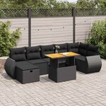 vidaXL Salon de jardin 5 Pièces avec coussins noir résine tressée acacia