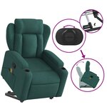 vidaXL Fauteuil inclinable de massage Vert foncé Tissu