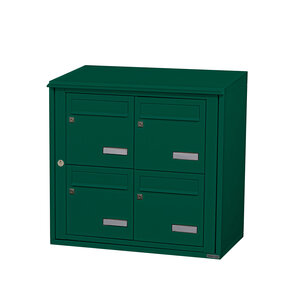 Bloc collectif Leabox 2x2  grade 3  simple face  extérieur  fixation murale  vert mousse ral 6005 finition brillante