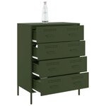 vidaXL Buffet vert olive 68x39x89 cm acier