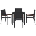 vidaXL Ensemble de salle à manger de jardin 5 pièces Noir Poly Rattan