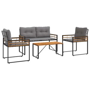 vidaXL Ensemble de meubles d'extérieur avec coussin 4 Pièces Gris clair