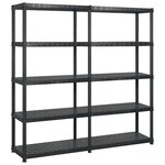 vidaXL Étagère de rangement à 5 niveaux Noir 170x40x185 cm Plastique