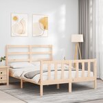 vidaXL Cadre de lit avec tête de lit 120x200 cm bois massif