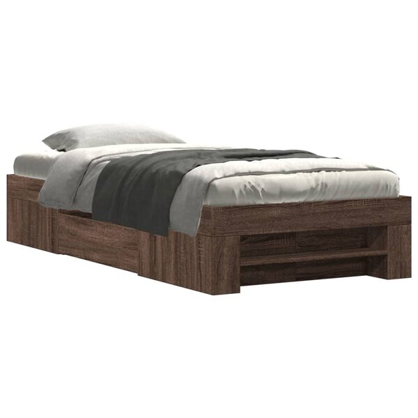 vidaXL Cadre de lit sans matelas chêne marron 90x200cm bois ingénierie