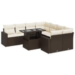 vidaXL Salon de jardin avec coussins 9 Pièces marron résine tressée