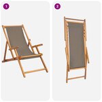 vidaXL Chaise de plage Taupe Bois de teck massif