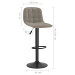 vidaXL Tabouret de bar Gris clair Velours