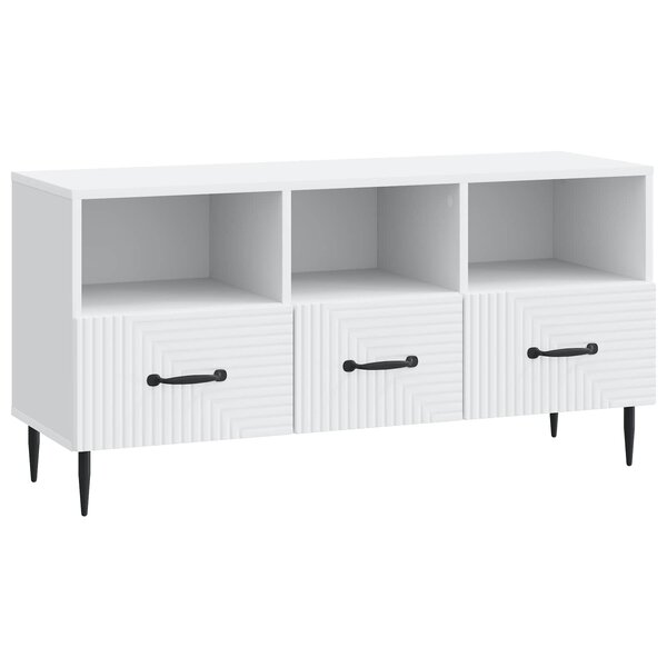 vidaXL Meuble TV Blanc 102 x 34 5 x 50 cm Bois d'ingénierie