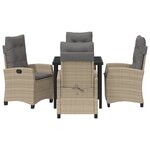 vidaXL Set de 5 pièces pour dîner de jardin avec coussins en poly rotin beige