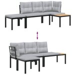 vidaXL Ensemble de banc de jardin avec coussins 3 Pièces noir