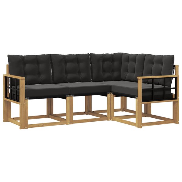 vidaXL Ensemble de canapés d'extérieur 4 pc Blanc et noir