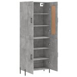 vidaXL Buffet haut Gris béton 69 5x34x180 cm Bois d'ingénierie
