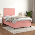 vidaXL Sommier à lattes de lit avec matelas rose 120x190 cm velours