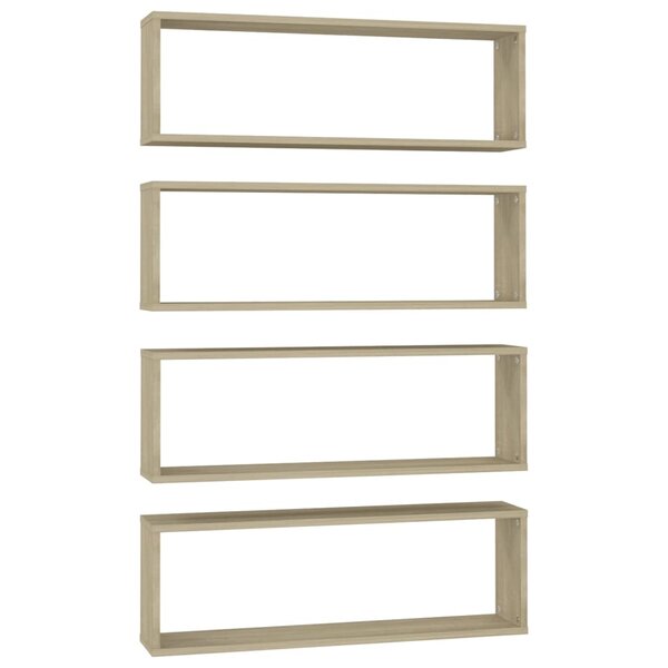 vidaXL Étagères cube murales 4 Pièces Chêne sonoma 80x15x26 5 cm