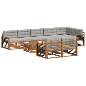 vidaXL Ensemble de canapés d'extérieur 9 pc Gris Naturel et Clair