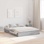 vidaXL Cadre de lit avec rangement Gris Sonoma 140 x 200 cm