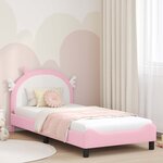vidaXL Cadre de lit pour enfants avec tête de lit Rose 90 x 200 cm PU