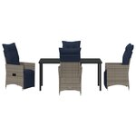 Ensemble de salle à manger de jardin 5 pièces vidaXL avec coussins gris en poly rotin