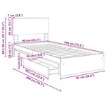 vidaXL Lit de Rangement Chêne brun 90 x 190 cm Bois d'ingénierie