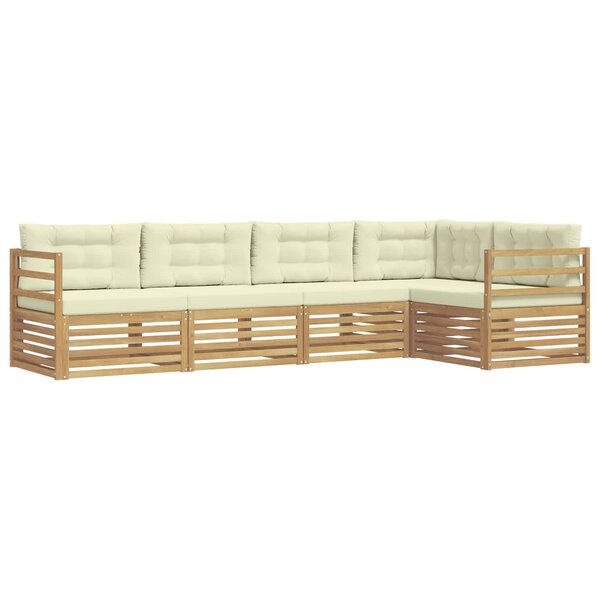 vidaXL Ensemble de canapés d'extérieur 5 pc Blanc et crème Polyester