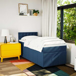 vidaXL Sommier à lattes de lit avec matelas Bleu 90x190 cm Tissu