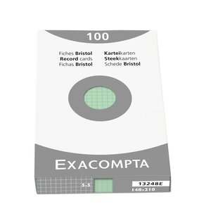 Étui De 100 Fiches - Bristol Quadrillé 5x5 Non Perforé 148x210mm - Vert - Exacompta