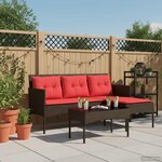 vidaXL Ensemble de canapé de jardin 2 Pièces Marron et rouge polyrotin
