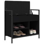 vidaXL Banc à chaussures noir 65 5x32x57 5 cm bois d'ingénierie