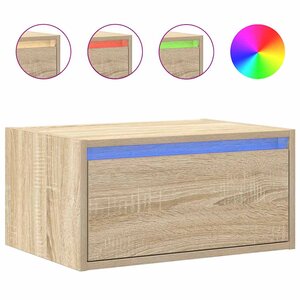 vidaXL Table de chevet murale avec lumières LED chêne sonoma