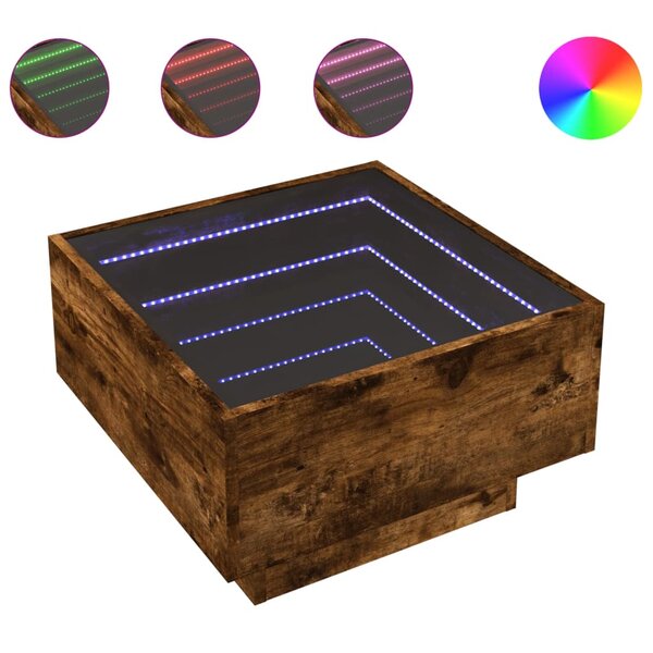 vidaXL Table basse avec LED chêne fumé 50x50x30 cm bois d'ingénierie