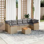 vidaXL Salon de jardin avec coussins 8Pièces mélange beige résine tressée