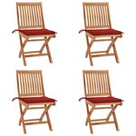vidaXL Chaises pliables de jardin avec coussins lot de 4 Teck solide