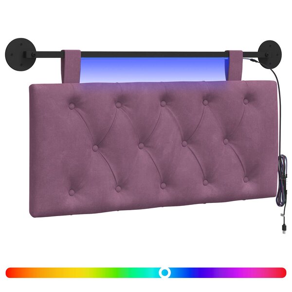 vidaXL Tête de lit suspendue Pourpre Velours